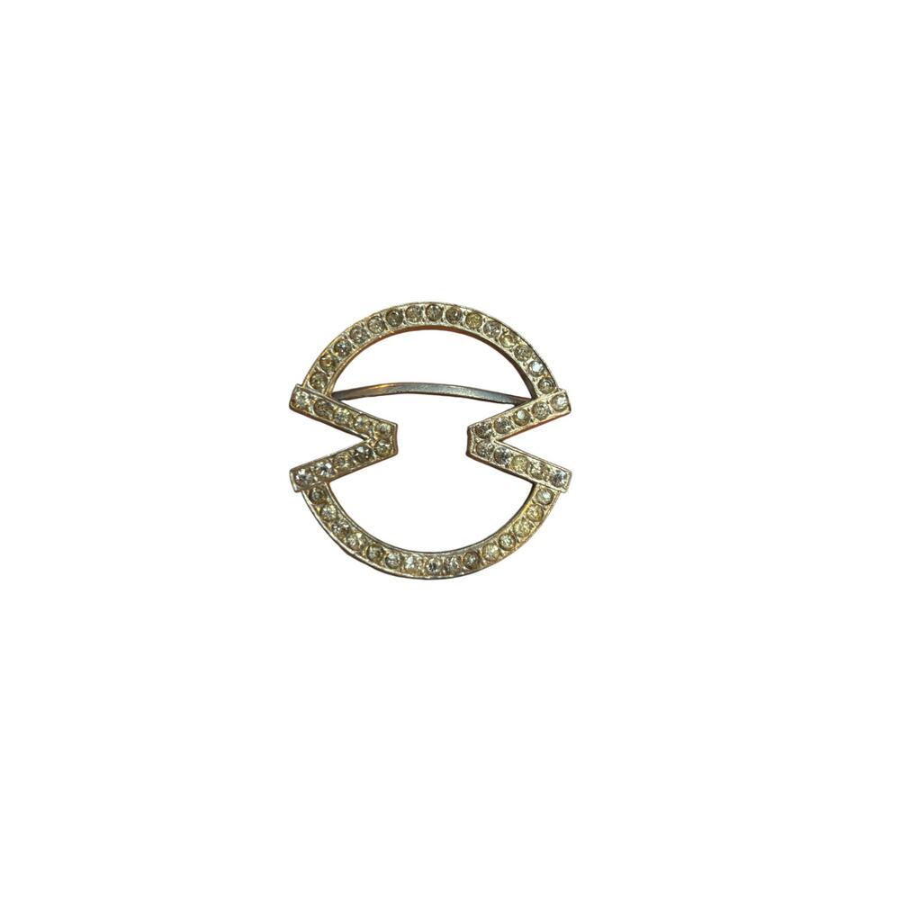 Vintage Art Deco Rhinestone Sash Slide Scarf Slide 1930s Geometric Paste Jewelry